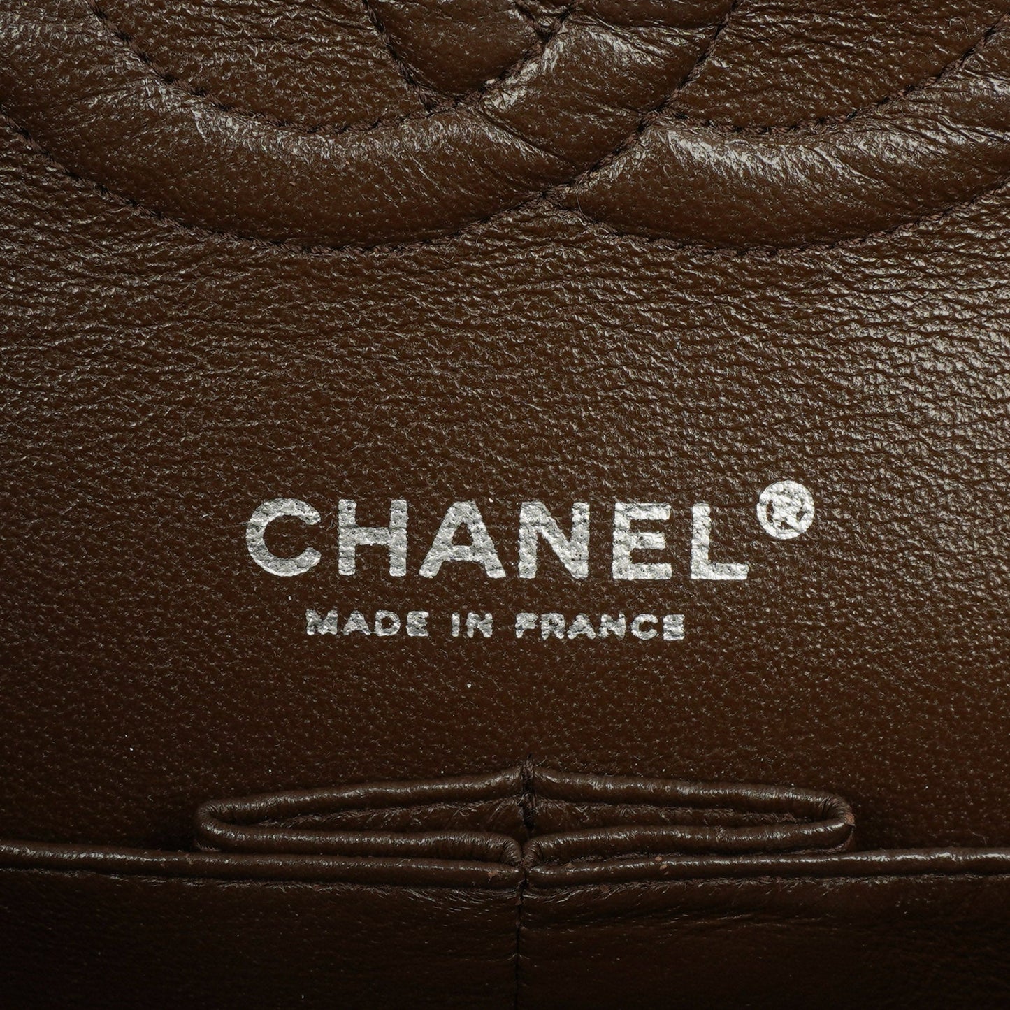 Chanel Vintage Medium Classic Double Flap Tasche aus braunem Jersey mit versilberten Beschlägen