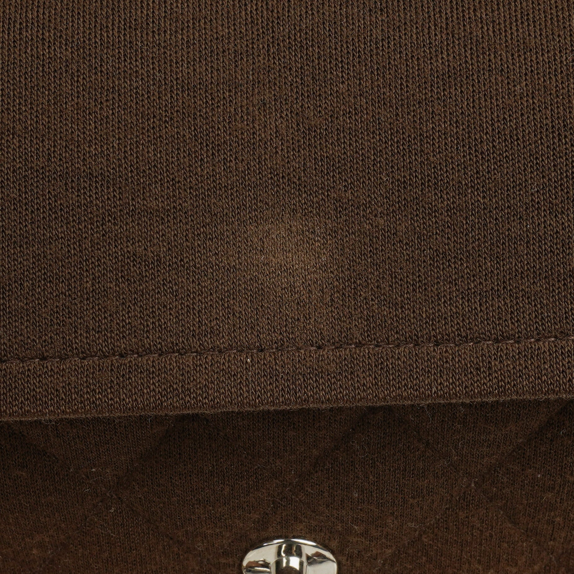 Chanel Vintage Medium Classic Double Flap Tasche aus braunem Jersey mit versilberten Beschlägen