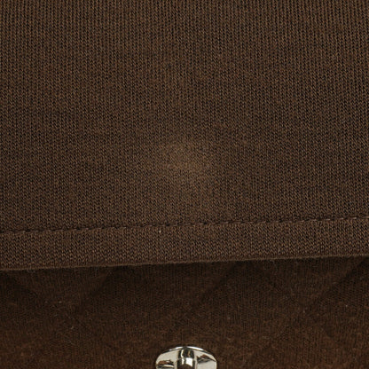 Chanel Vintage Medium Classic Double Flap Tasche aus braunem Jersey mit versilberten Beschlägen