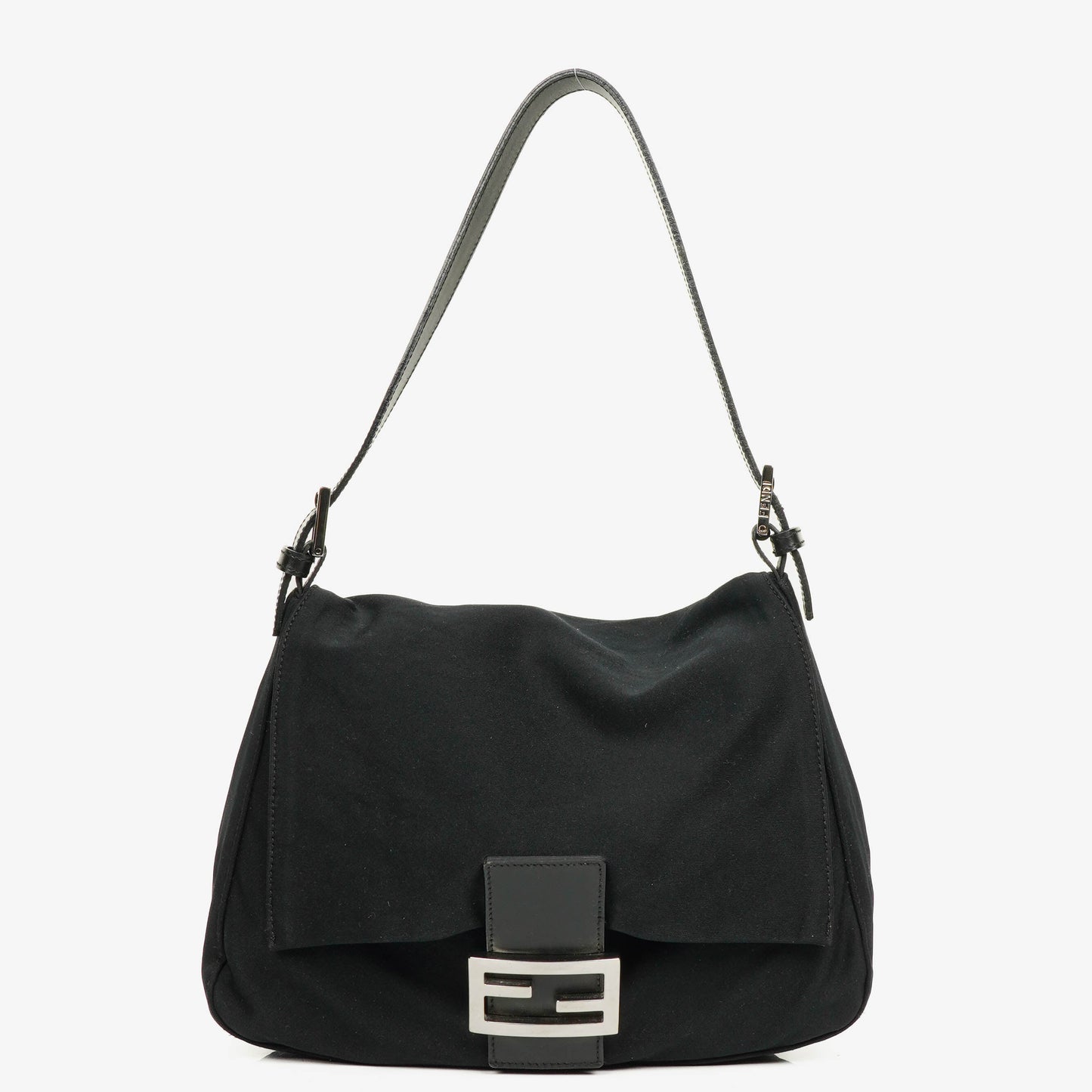 Fendi Mamma Baguette Schultertasche aus schwarzem Neopren