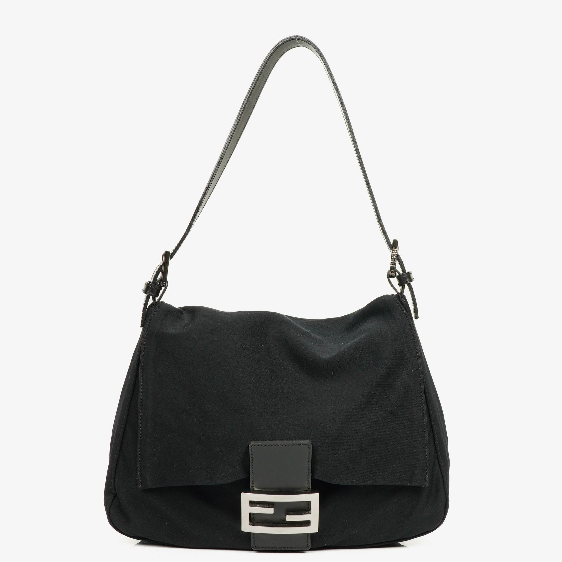 Fendi Mamma Baguette Schultertasche aus schwarzem Neopren