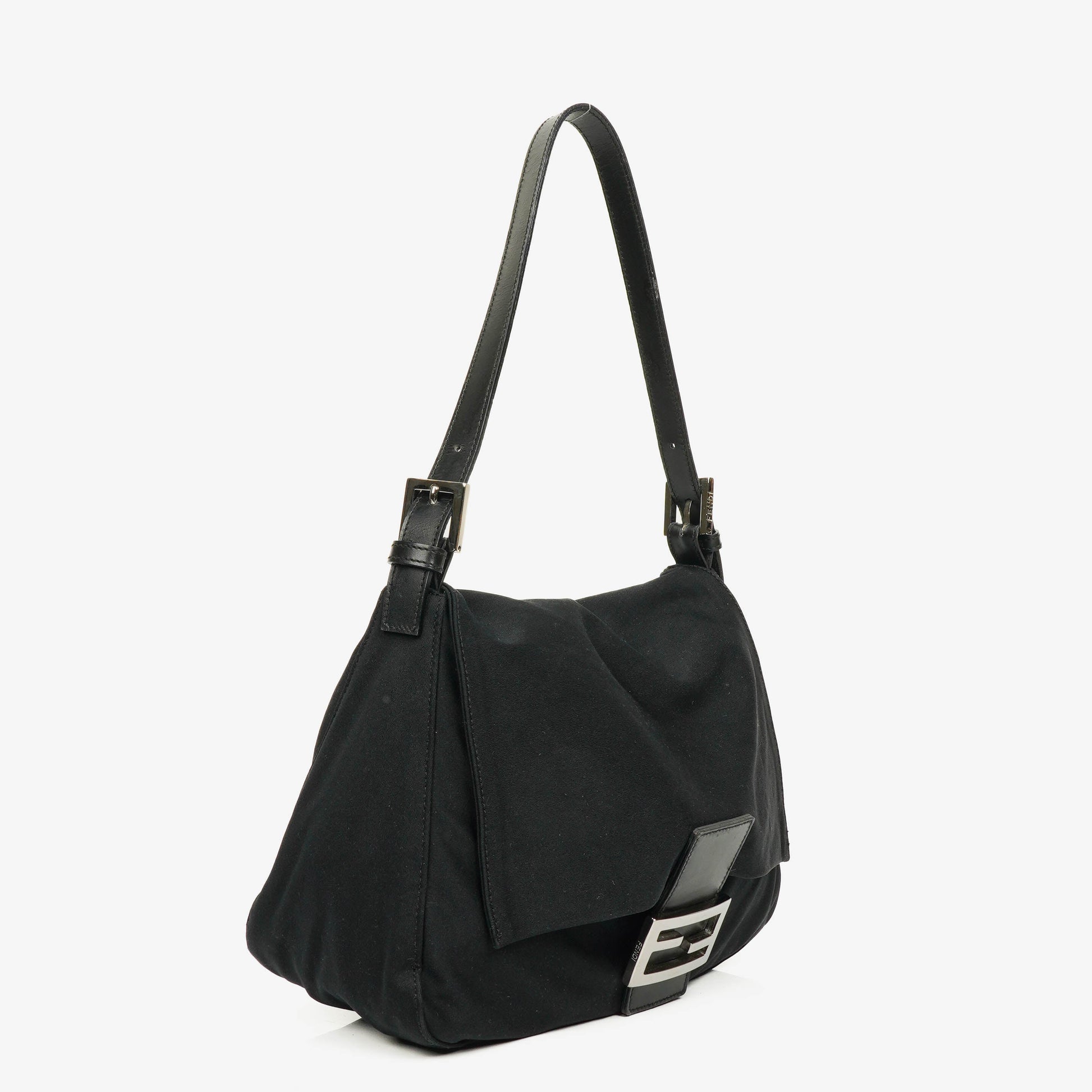 Fendi Mamma Baguette Schultertasche aus schwarzem Neopren
