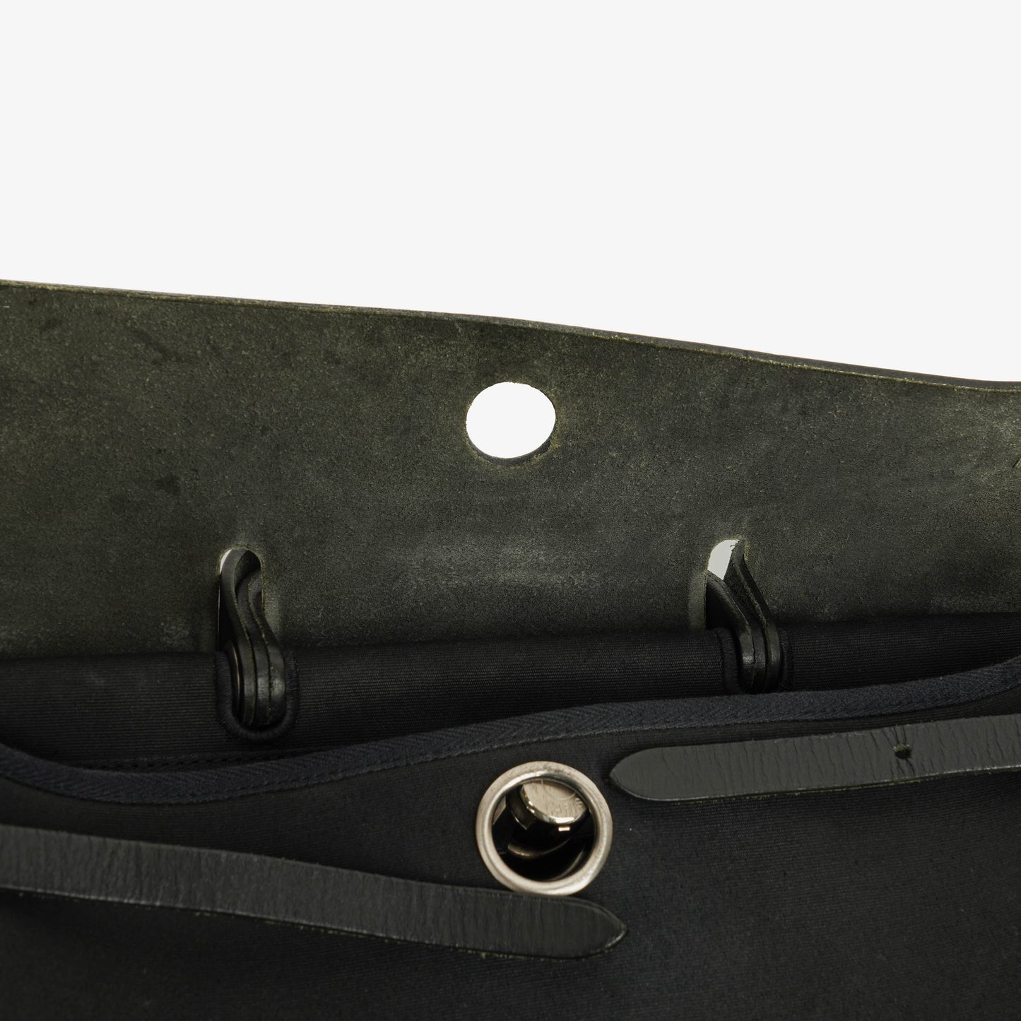 Hermès Herbag MM 2-in-1 Bag aus Canvas und schwarzem Vache Hunter