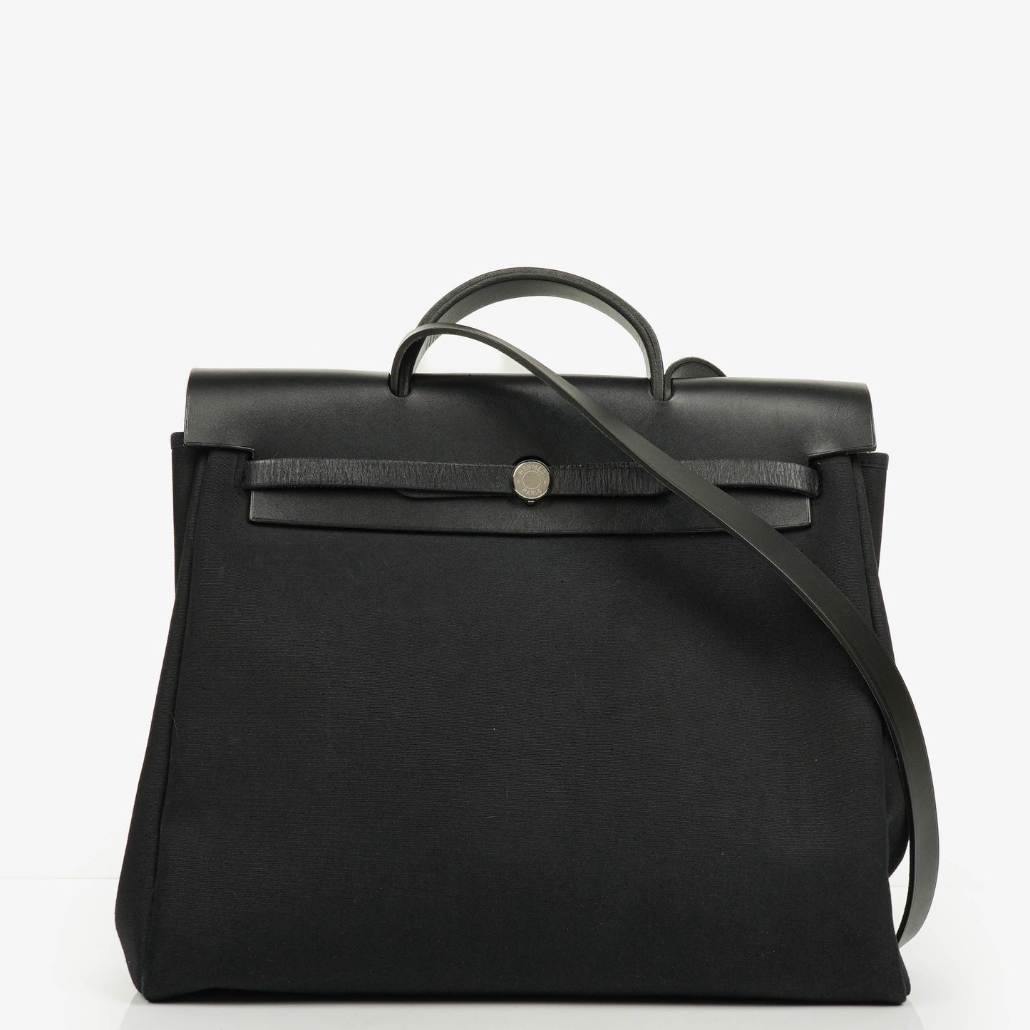 Hermès Herbag MM 2-in-1 Bag aus Canvas und schwarzem Vache Hunter