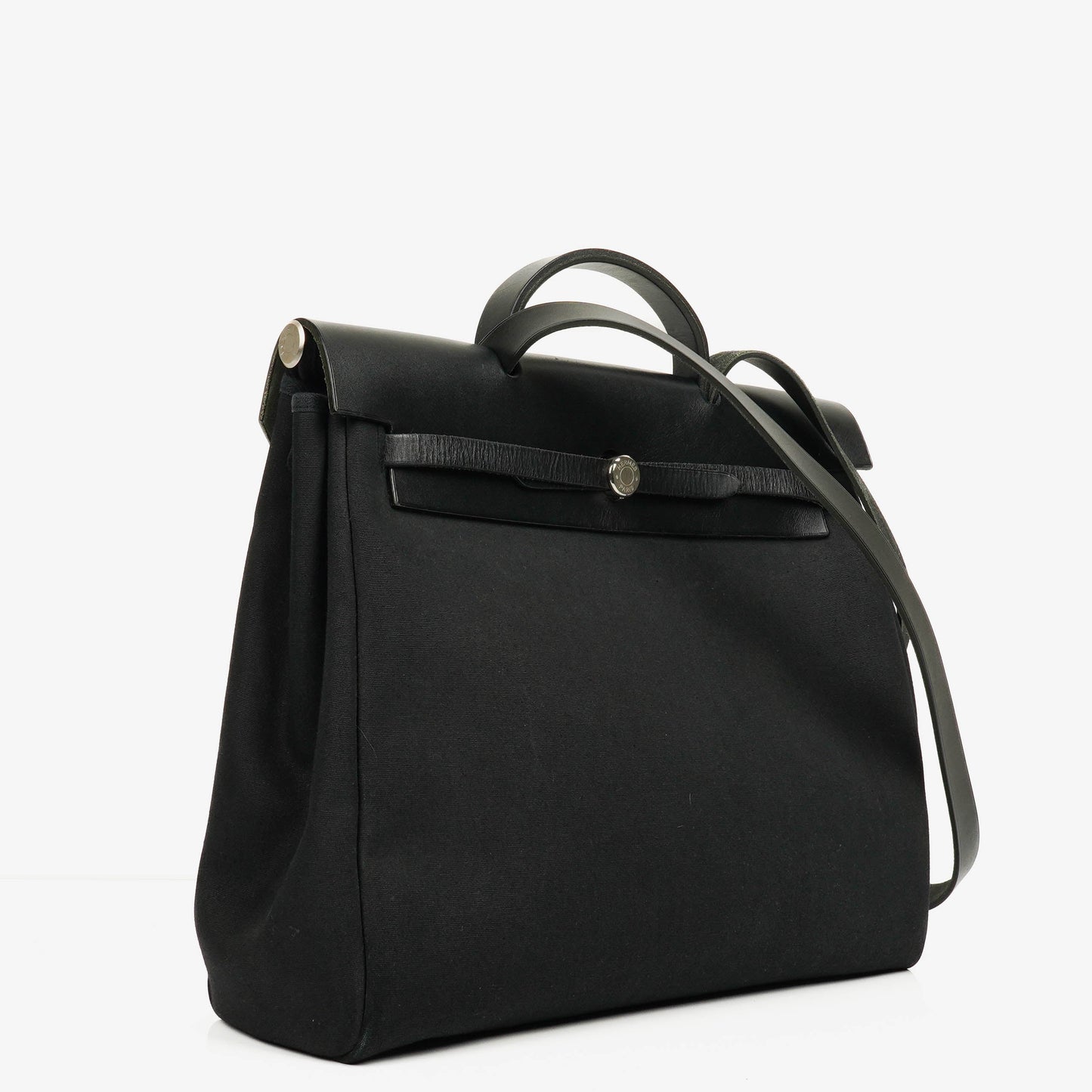 Hermès Herbag MM 2-in-1 Bag aus Canvas und schwarzem Vache Hunter