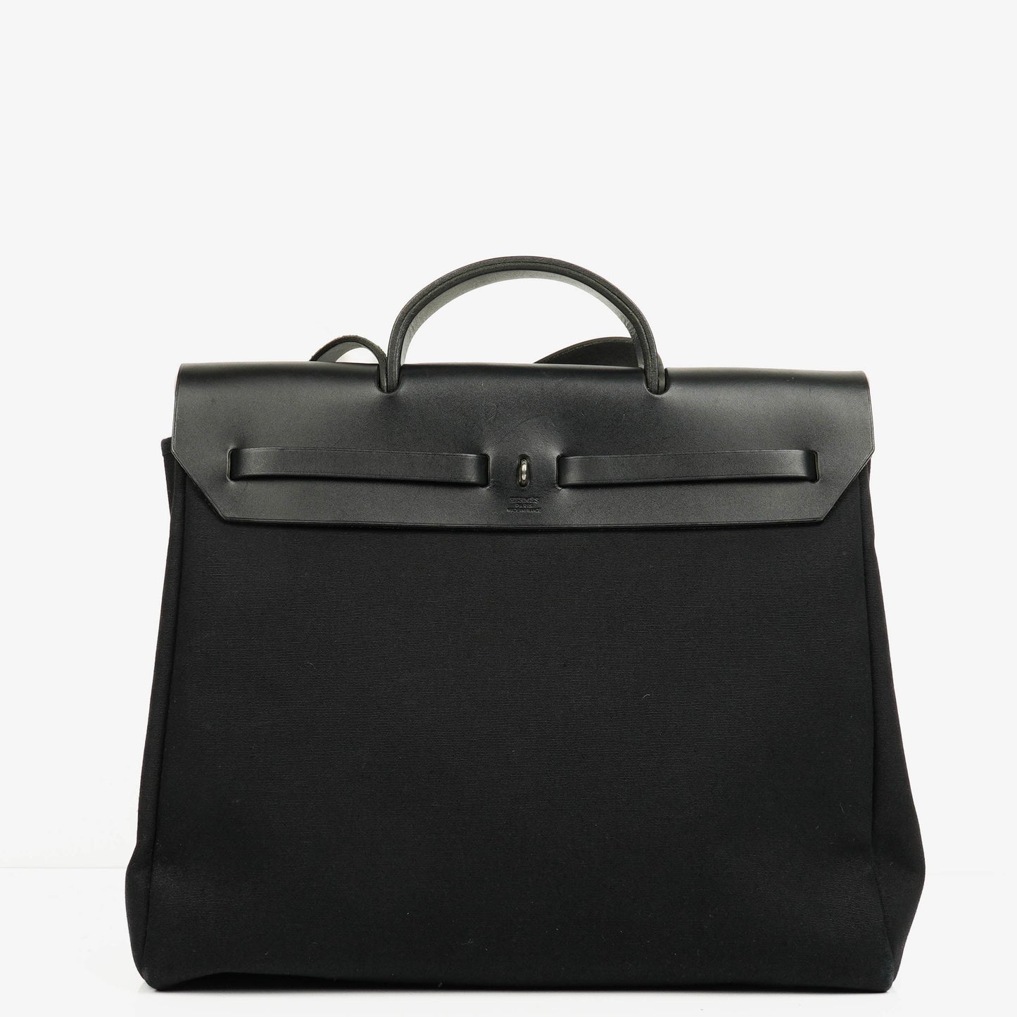 Hermès Herbag MM 2-in-1 Bag aus Canvas und schwarzem Vache Hunter