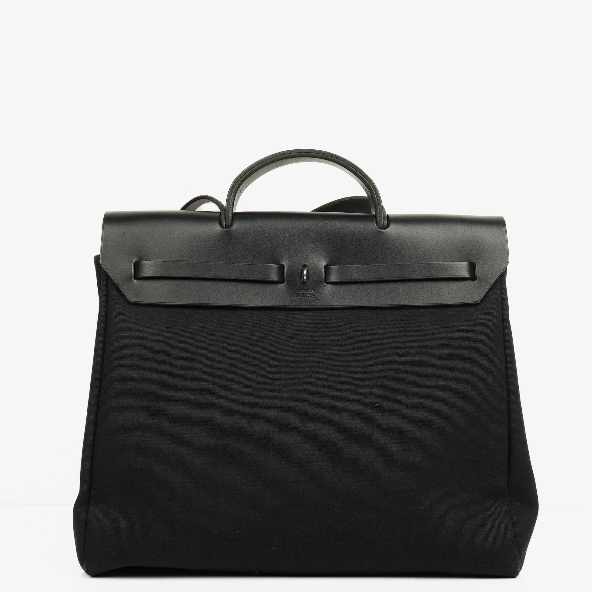 Hermès Herbag MM 2-in-1 Bag aus Canvas und schwarzem Vache Hunter