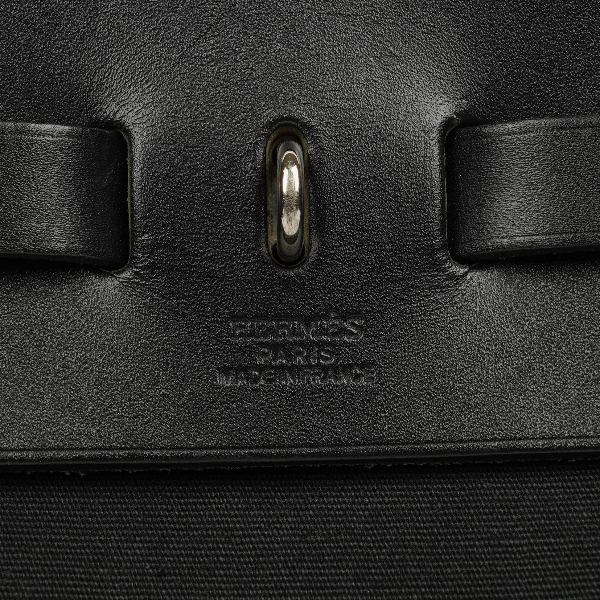 Hermès Herbag MM 2-in-1 Bag aus Canvas und schwarzem Vache Hunter