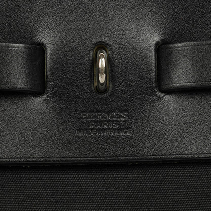 Hermès Herbag MM 2-in-1 Bag aus Canvas und schwarzem Vache Hunter