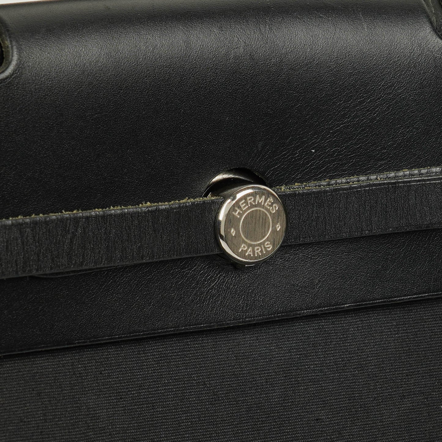 Hermès Herbag MM 2-in-1 Bag aus Canvas und schwarzem Vache Hunter