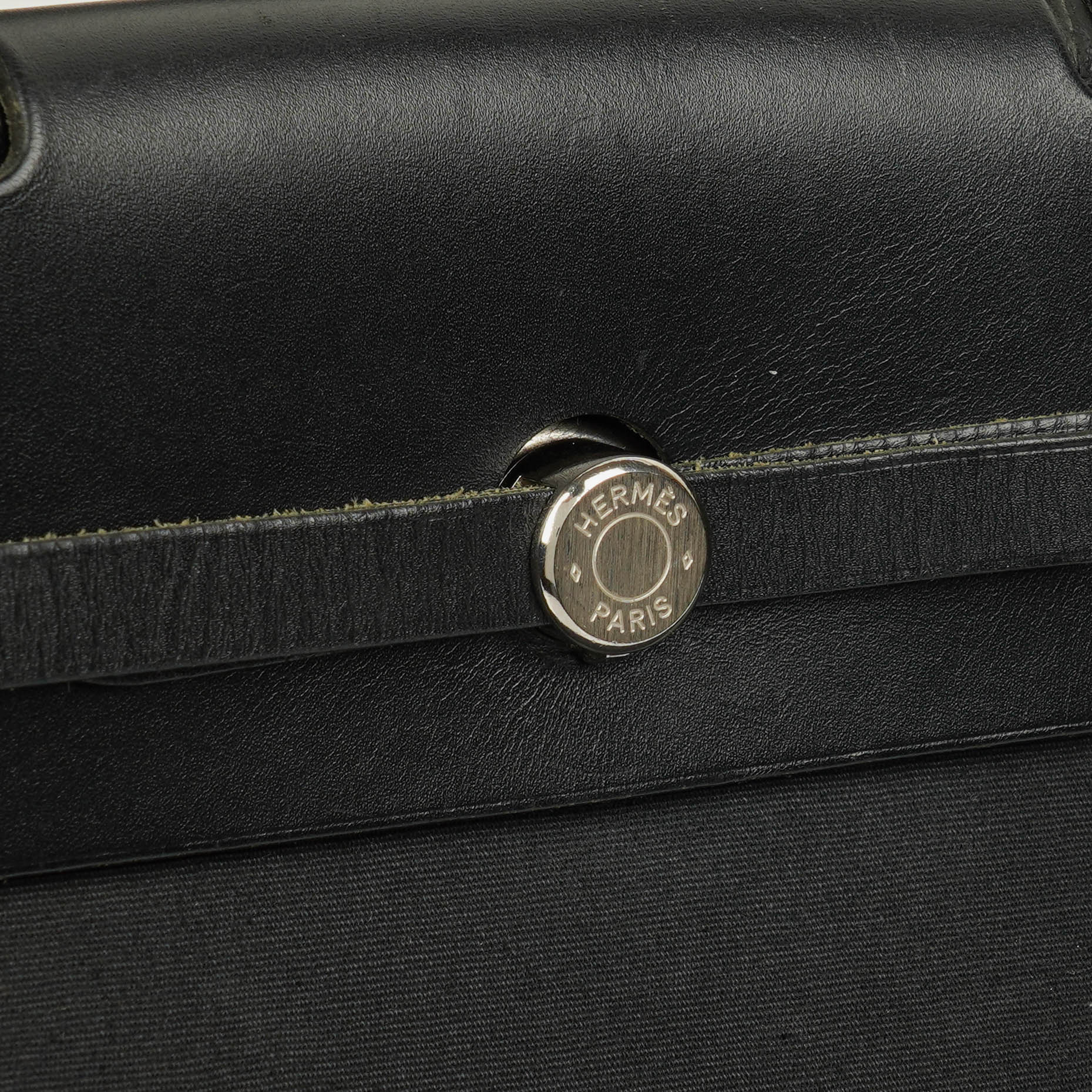 Hermès Herbag MM 2-in-1 Bag aus Canvas und schwarzem Vache Hunter