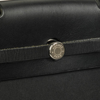 Hermès Herbag MM 2-in-1 Bag aus Canvas und schwarzem Vache Hunter
