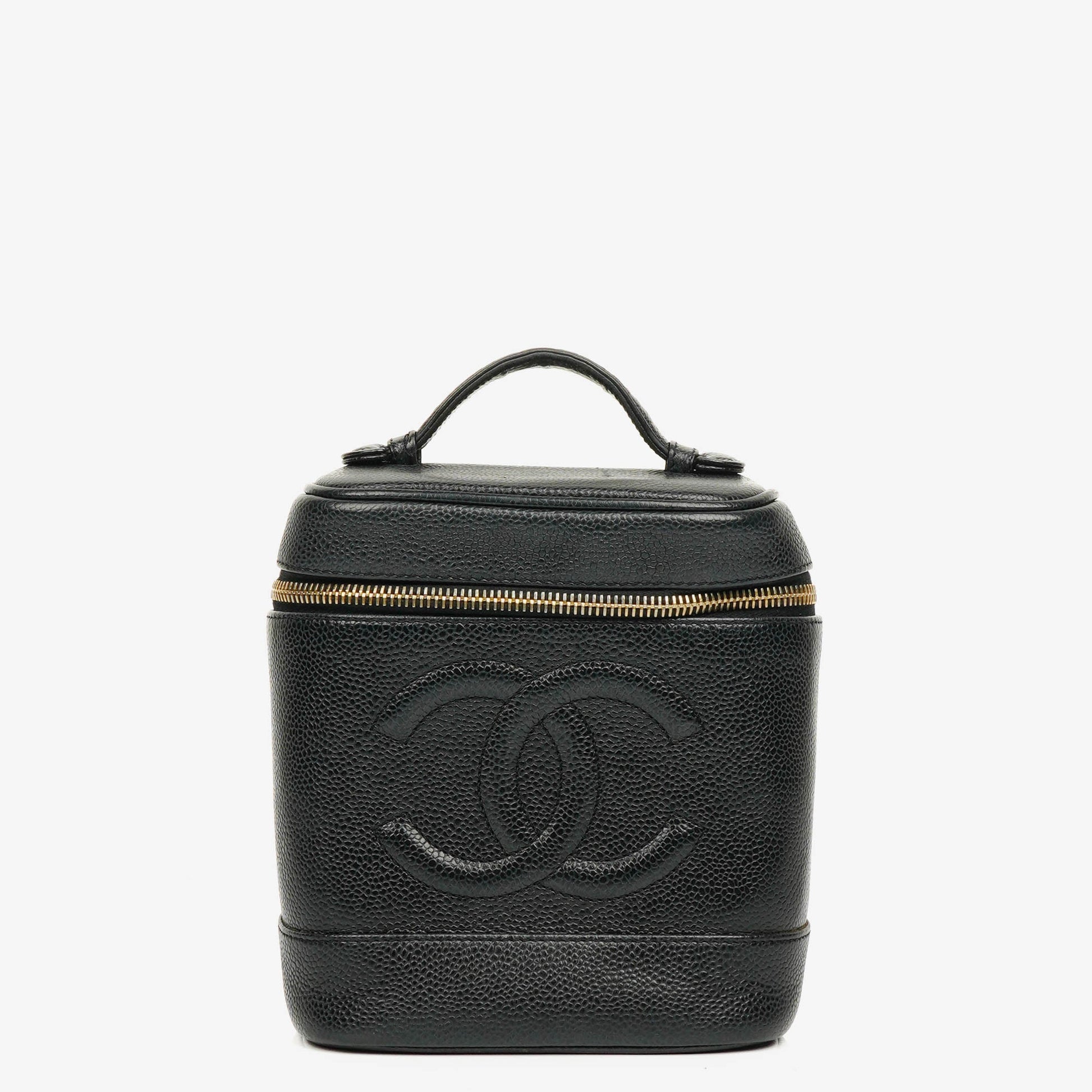 Chanel Vanity Case aus schwarzem Caviar-Leder
