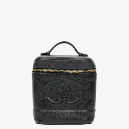 Chanel Vanity Case aus schwarzem Caviar-Leder