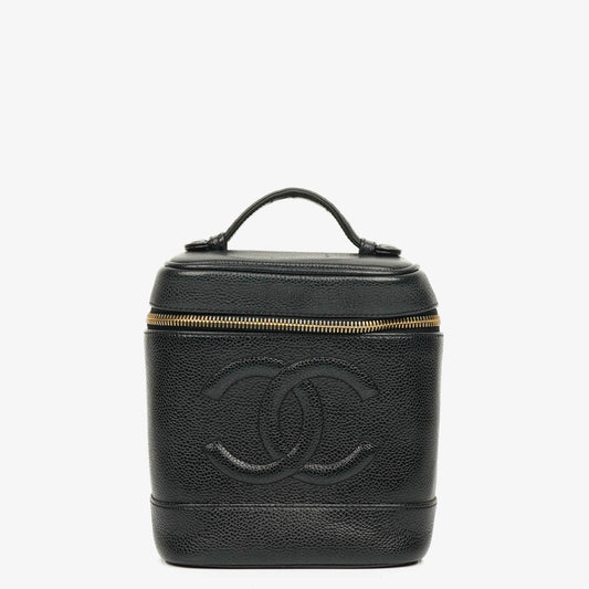 Chanel Vanity Case aus schwarzem Caviar-Leder