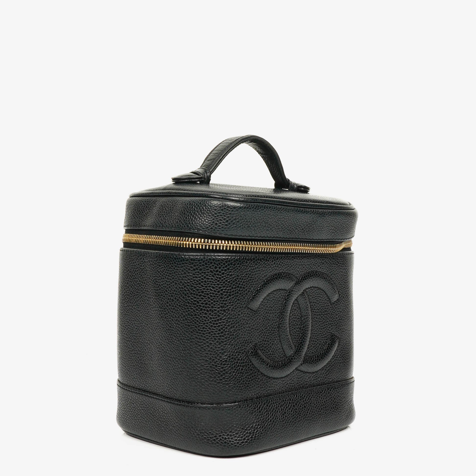 Chanel Vanity Case aus schwarzem Caviar-Leder