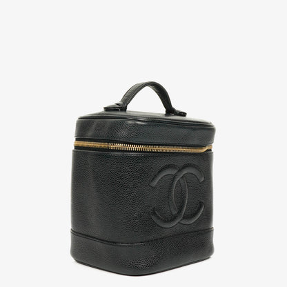 Chanel Vanity Case aus schwarzem Caviar-Leder
