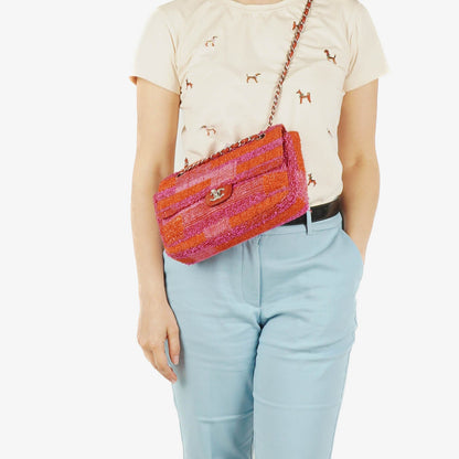 Chanel Medium Classic Single Flap Bag aus multicolor Tweed