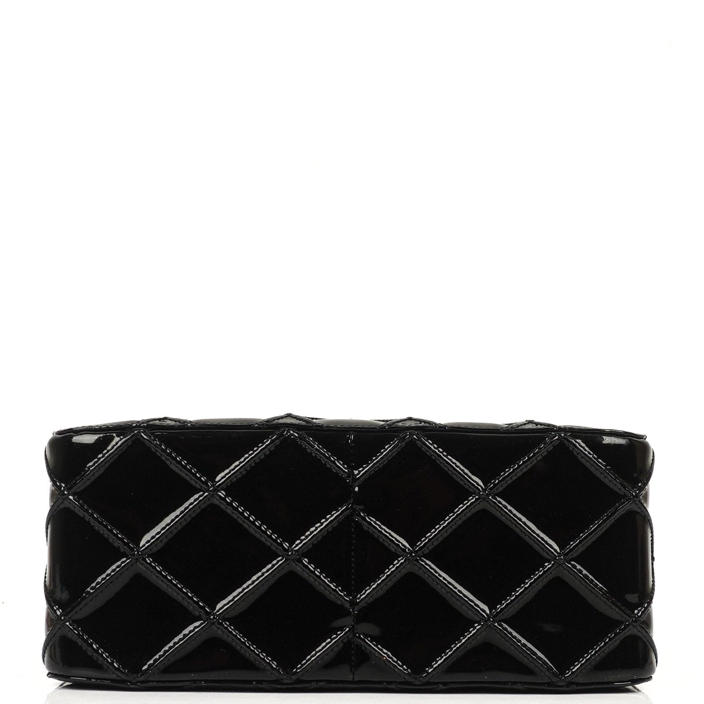 Chanel Diamond Stitch Schultertasche aus schwarzem gestepptem Lackleder