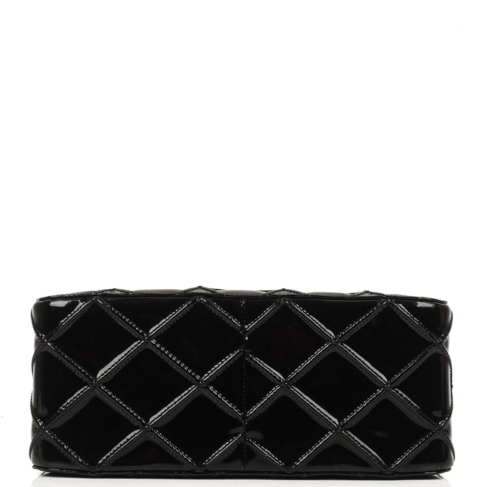 Chanel Diamond Stitch Schultertasche aus schwarzem gestepptem Lackleder