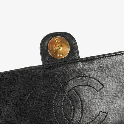 Chanel Kleine Classic Single Flap Tasche aus schwarzem gestepptem Lammleder mit 24K vergoldeten Beschlägen