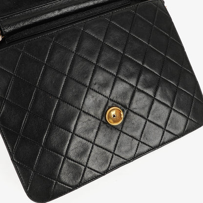 Chanel Kleine Classic Single Flap Tasche aus schwarzem gestepptem Lammleder mit 24K vergoldeten Beschlägen
