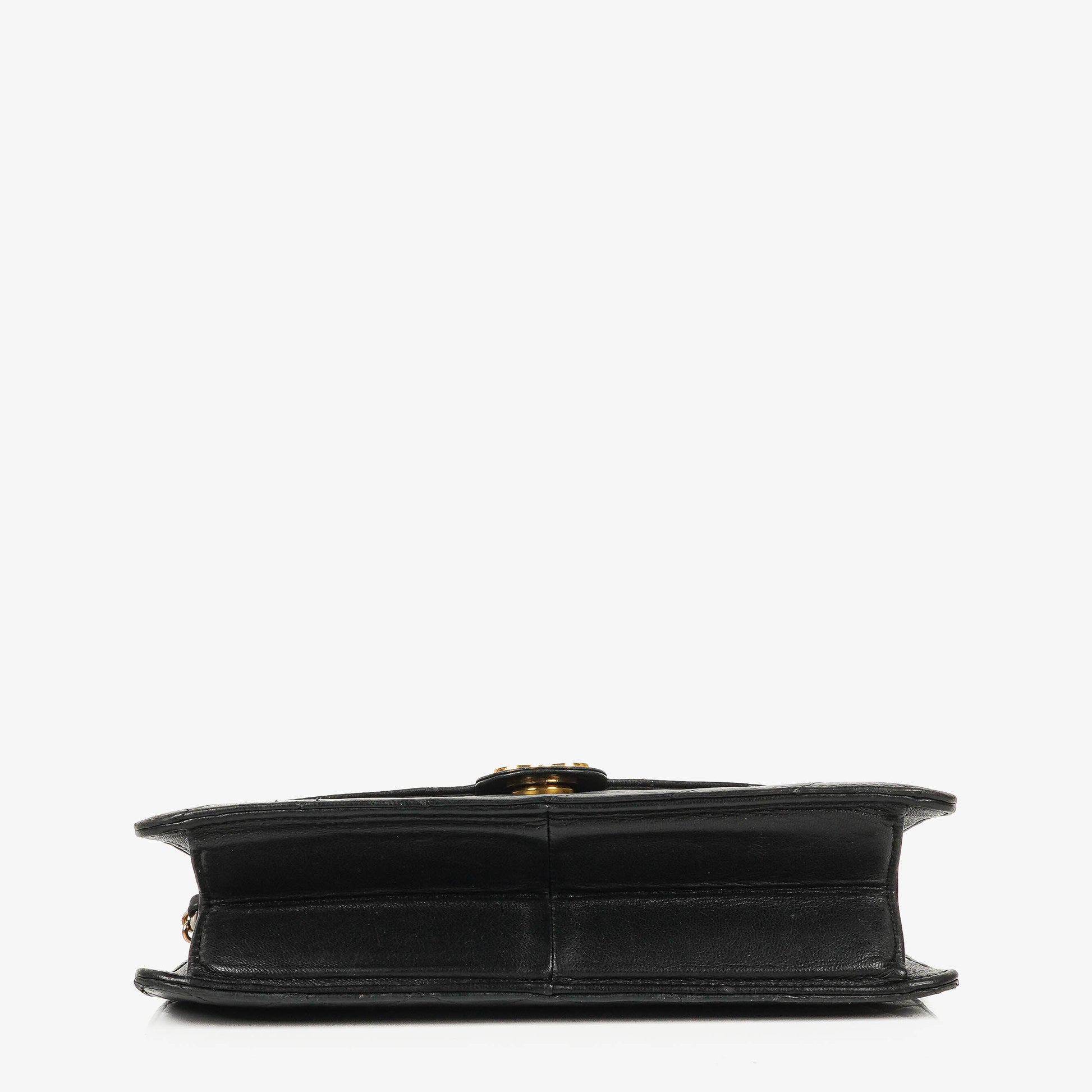 Chanel Kleine Classic Single Flap Tasche aus schwarzem gestepptem Lammleder mit 24K vergoldeten Beschlägen