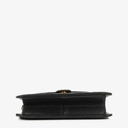 Chanel Kleine Classic Single Flap Tasche aus schwarzem gestepptem Lammleder mit 24K vergoldeten Beschlägen