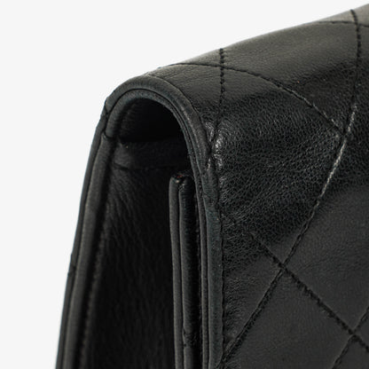 Chanel Kleine Classic Single Flap Tasche aus schwarzem gestepptem Lammleder mit 24K vergoldeten Beschlägen