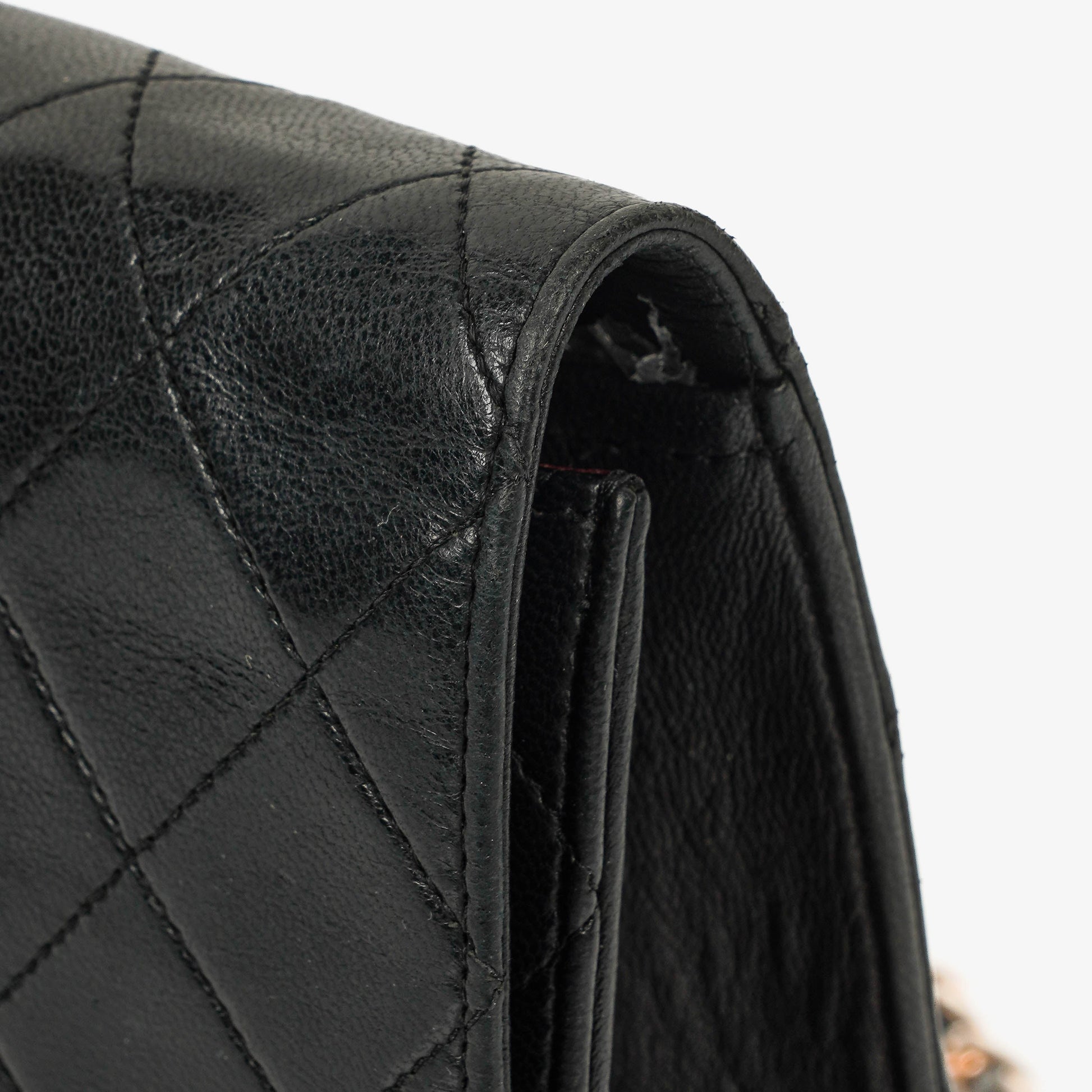 Chanel Kleine Classic Single Flap Tasche aus schwarzem gestepptem Lammleder mit 24K vergoldeten Beschlägen