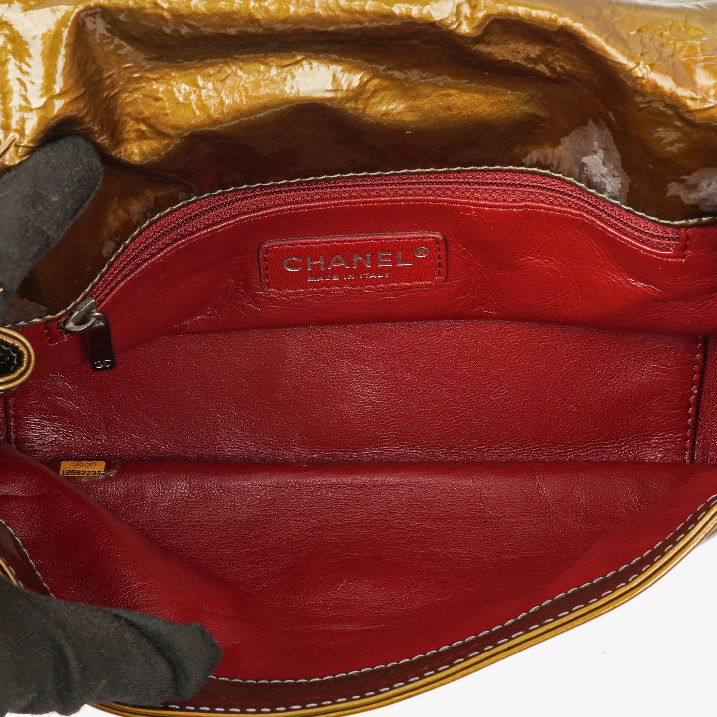 Chanel Accordion CC Flap Bag aus Lackleder