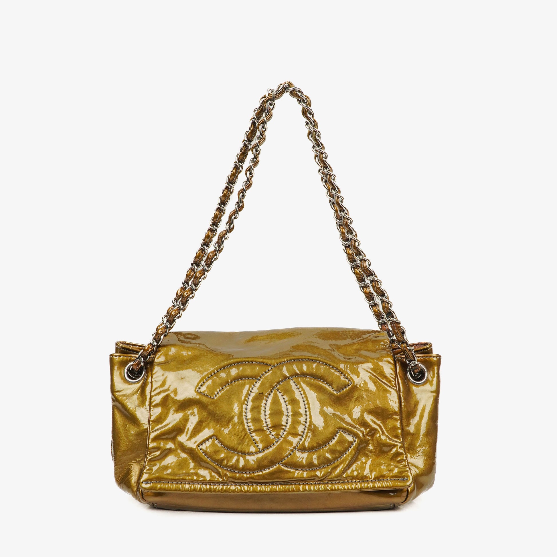 Chanel Accordion CC Flap Bag aus Lackleder