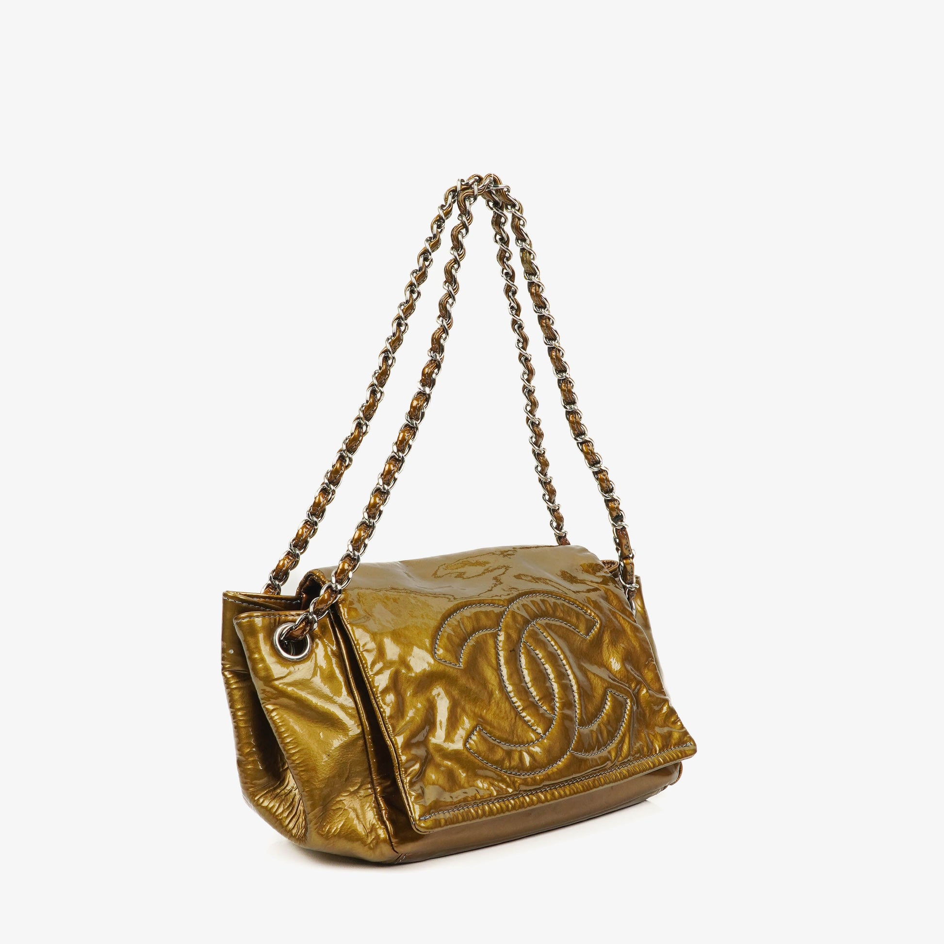 Chanel Accordion CC Flap Bag aus Lackleder