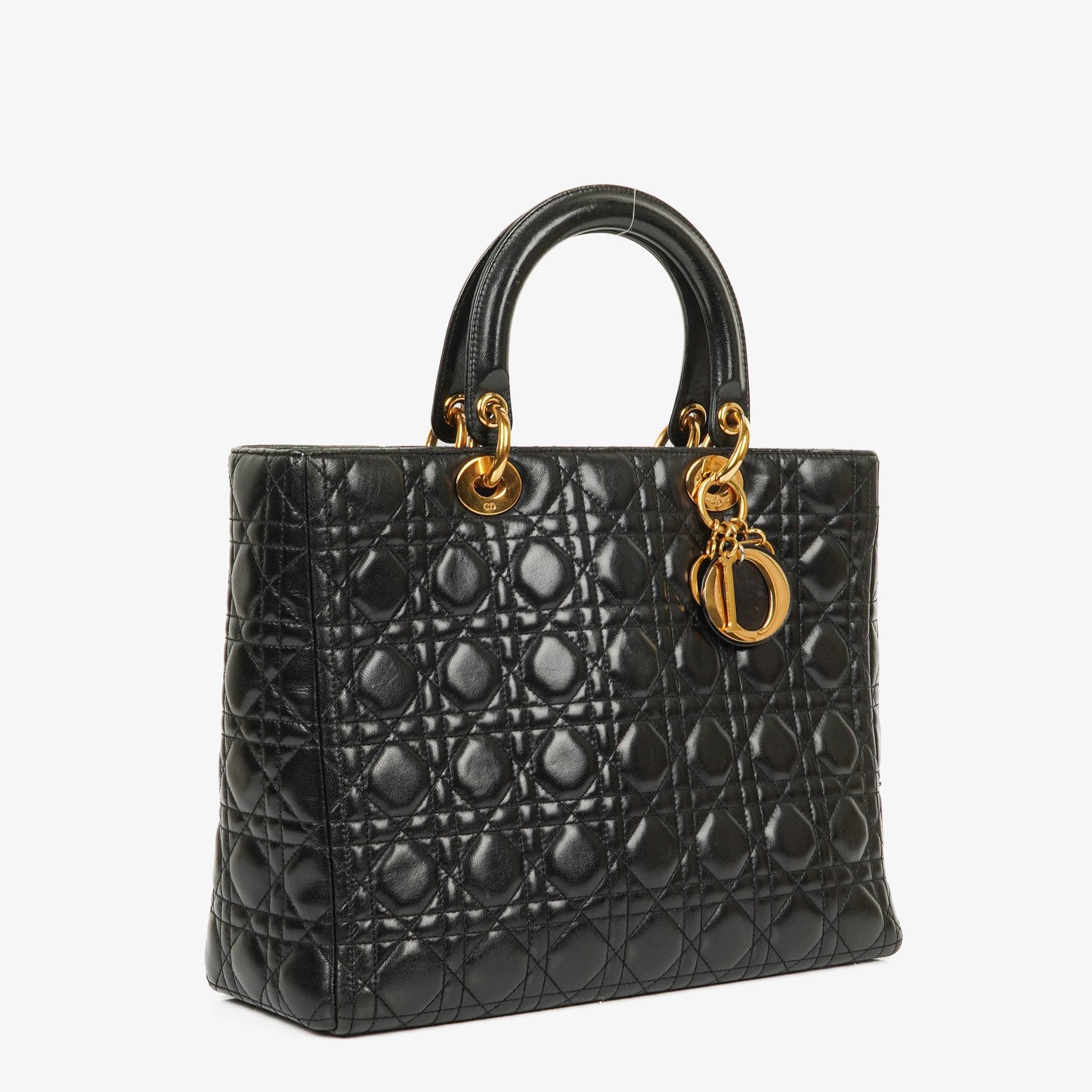 Dior Lady Dior Vintage Large Handtasche aus schwarzem Cannage Lammleder