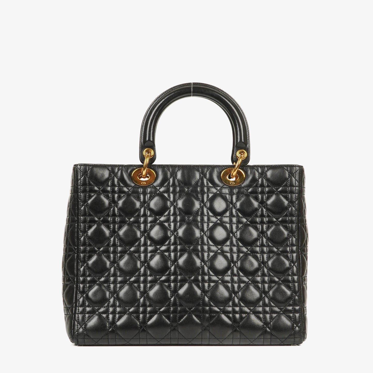 Dior Lady Dior Vintage Large Handtasche aus schwarzem Cannage Lammleder
