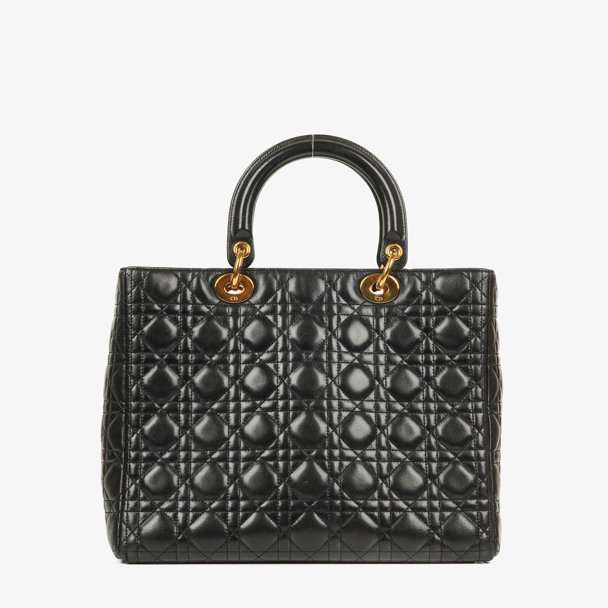 Dior Lady Dior Vintage Large Handtasche aus schwarzem Cannage Lammleder