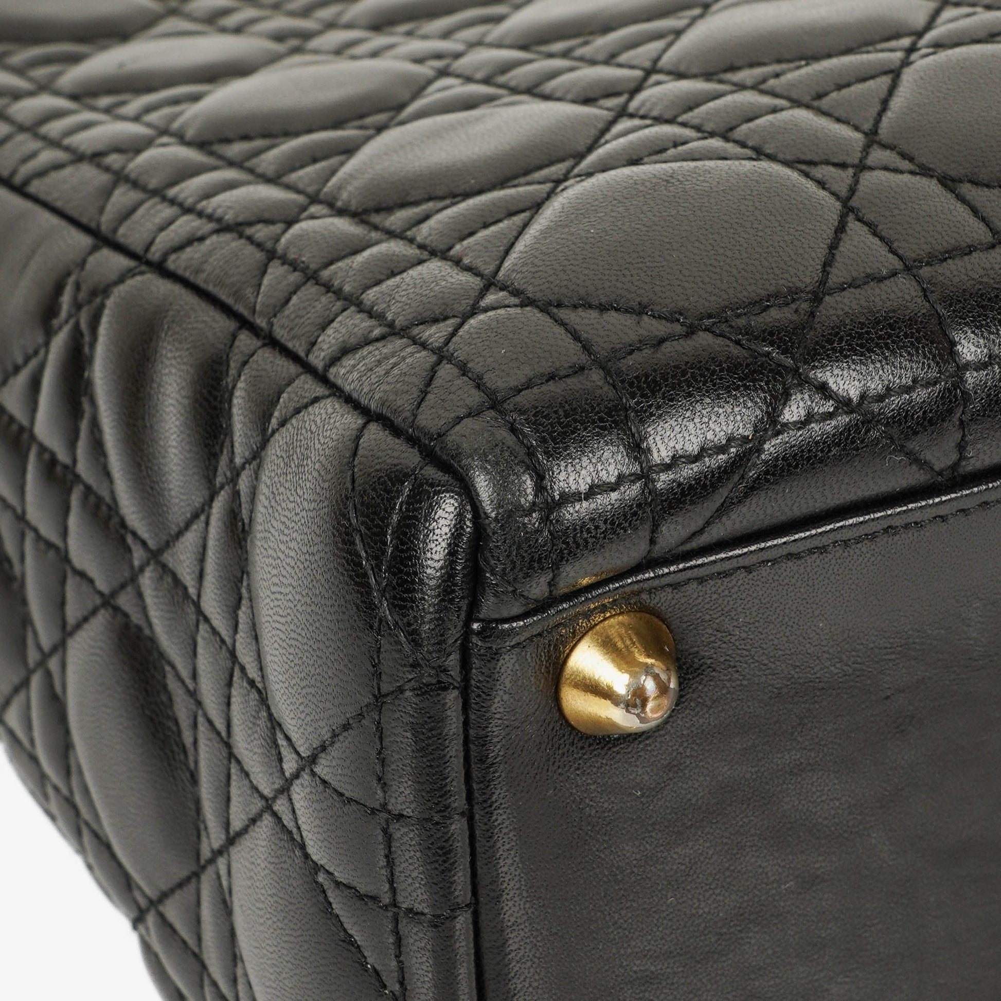 Dior Lady Dior Vintage Large Handtasche aus schwarzem Cannage Lammleder