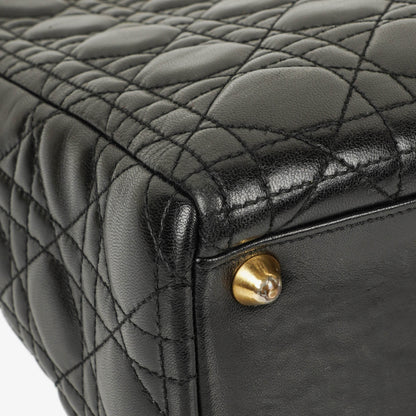 Dior Lady Dior Vintage Large Handtasche aus schwarzem Cannage Lammleder