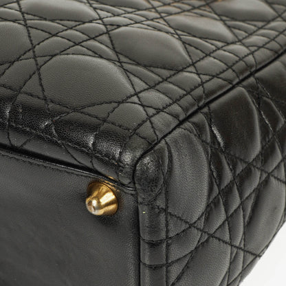 Dior Lady Dior Vintage Large Handtasche aus schwarzem Cannage Lammleder
