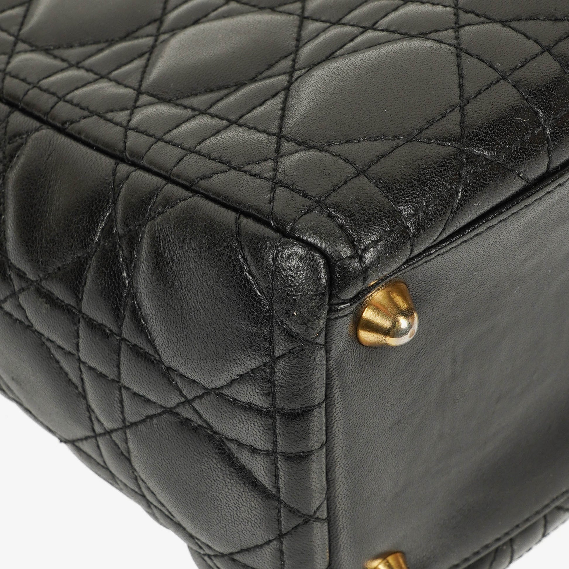 Dior Lady Dior Vintage Large Handtasche aus schwarzem Cannage Lammleder