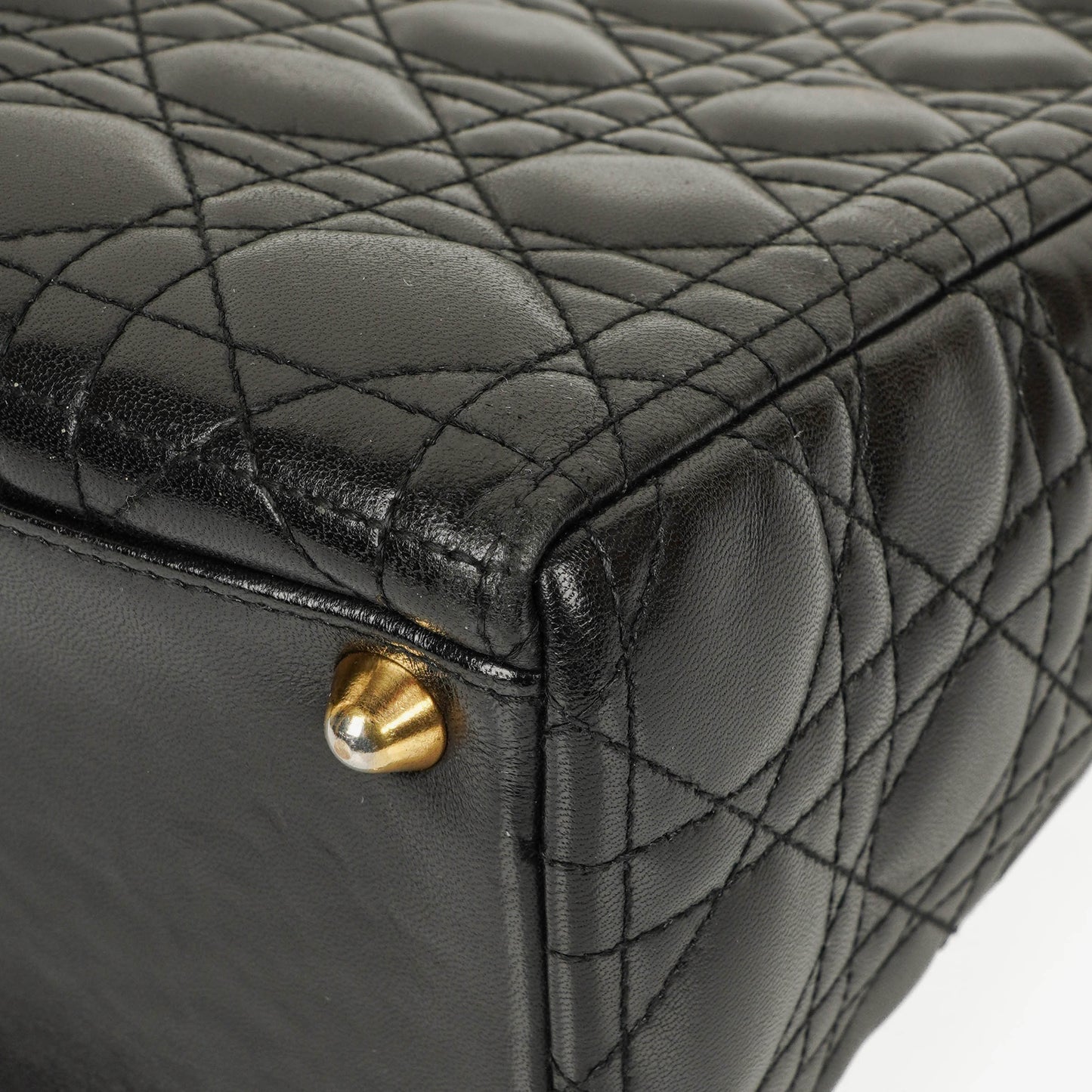 Dior Lady Dior Vintage Large Handtasche aus schwarzem Cannage Lammleder