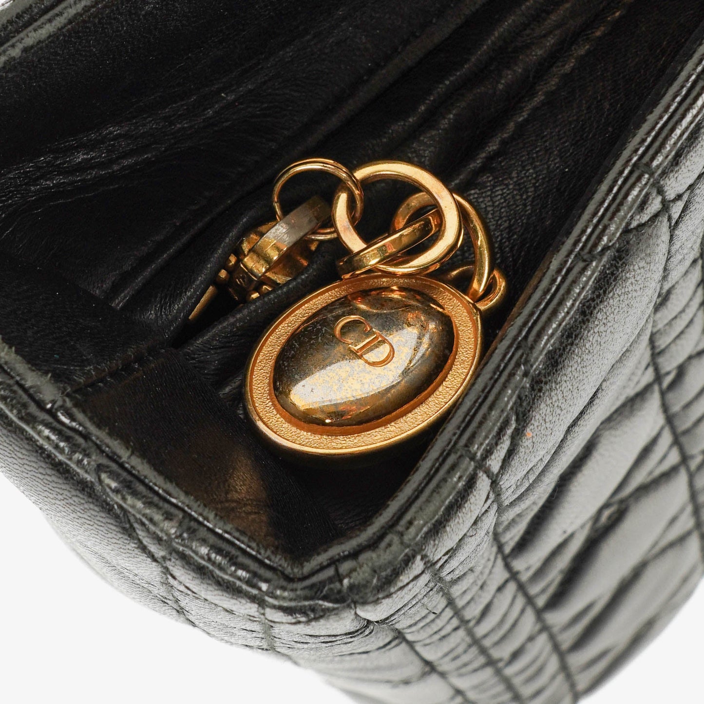 Dior Lady Dior Vintage Large Handtasche aus schwarzem Cannage Lammleder