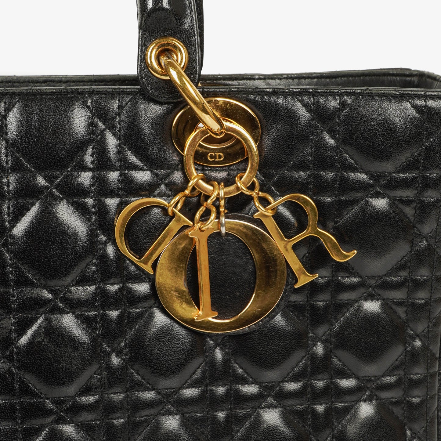 Dior Lady Dior Vintage Large Handtasche aus schwarzem Cannage Lammleder