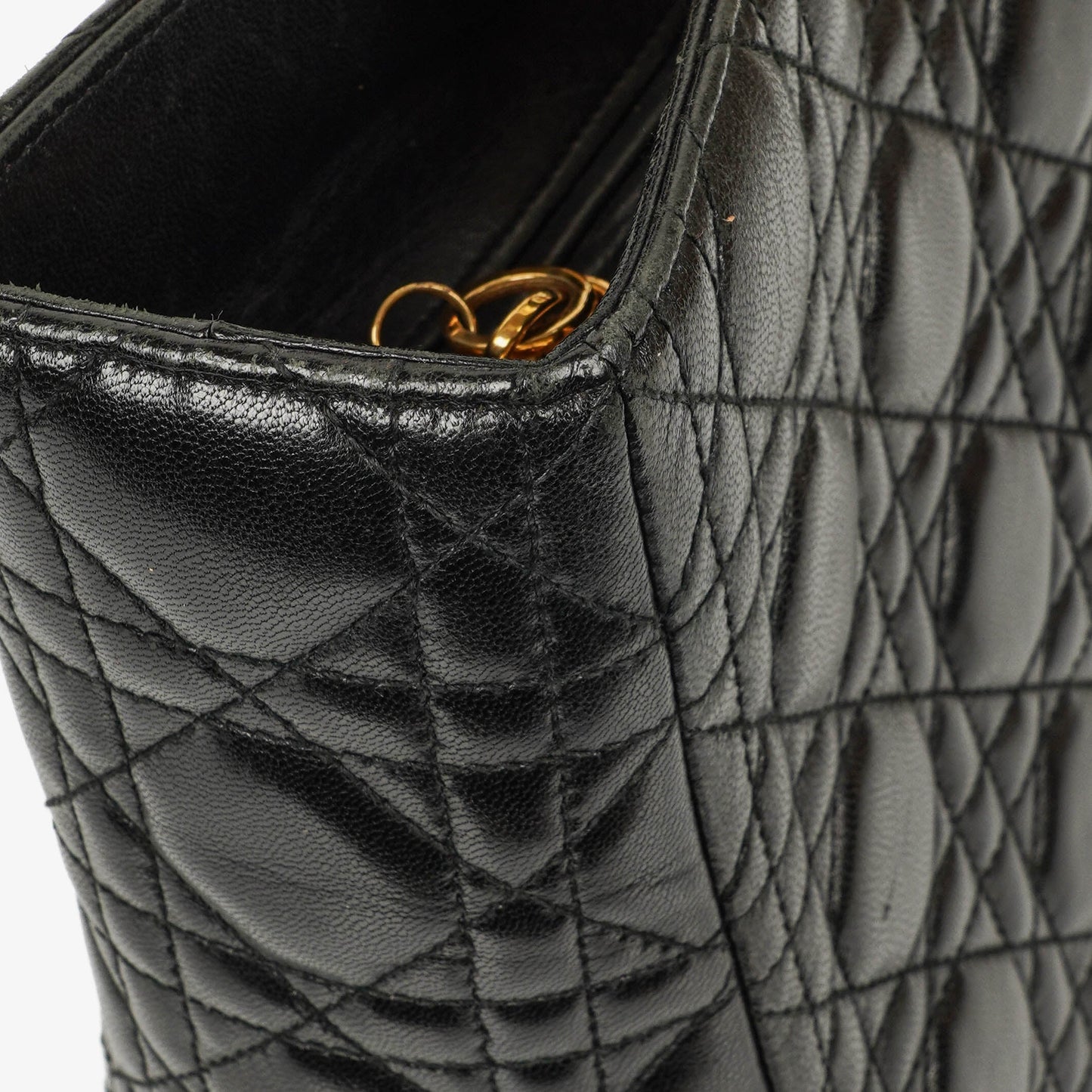 Dior Lady Dior Vintage Large Handtasche aus schwarzem Cannage Lammleder