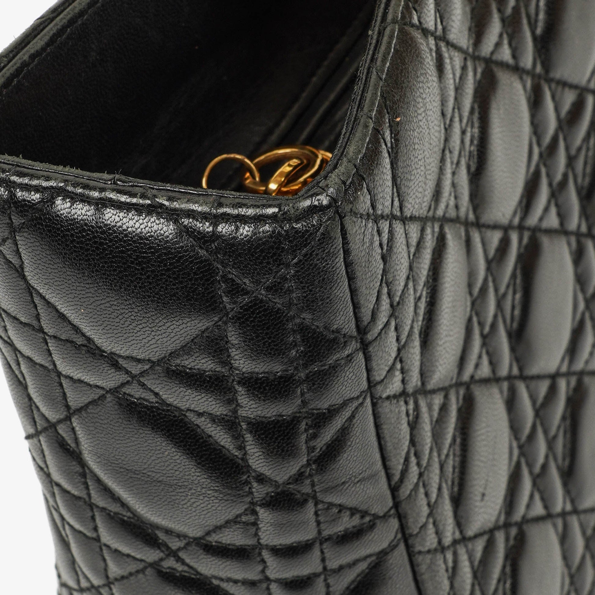Dior Lady Dior Vintage Large Handtasche aus schwarzem Cannage Lammleder