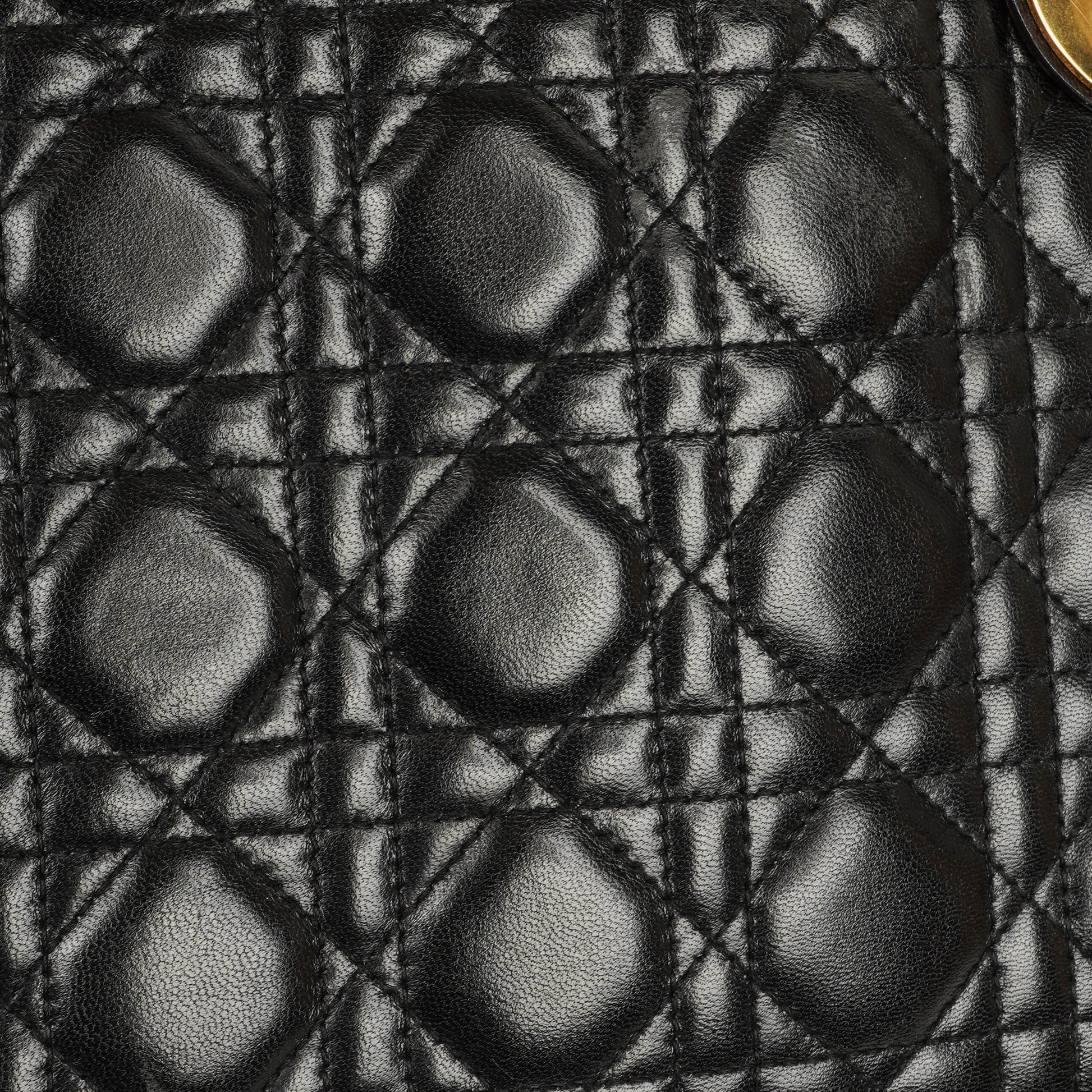 Dior Lady Dior Vintage Large Handtasche aus schwarzem Cannage Lammleder