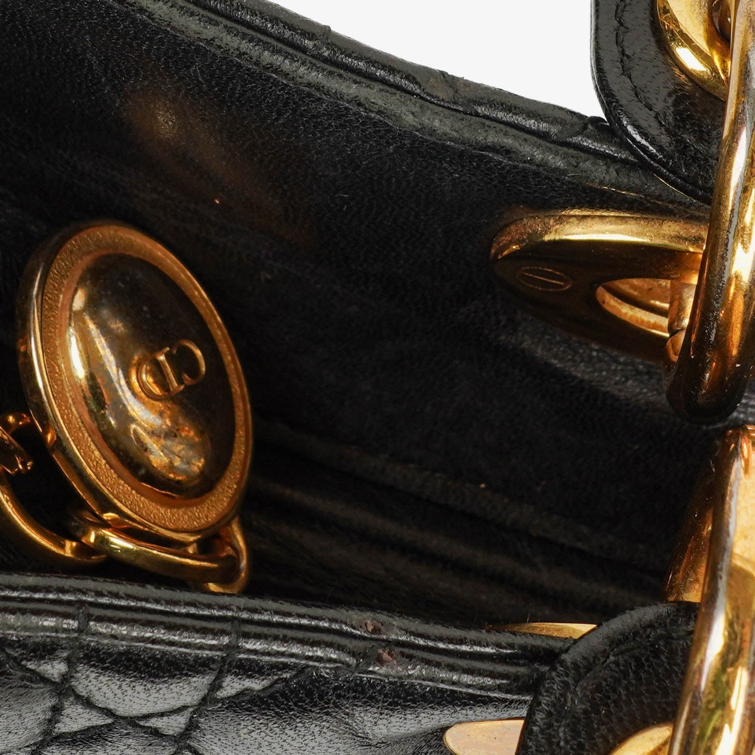 Dior Lady Dior Vintage Large Handtasche aus schwarzem Cannage Lammleder