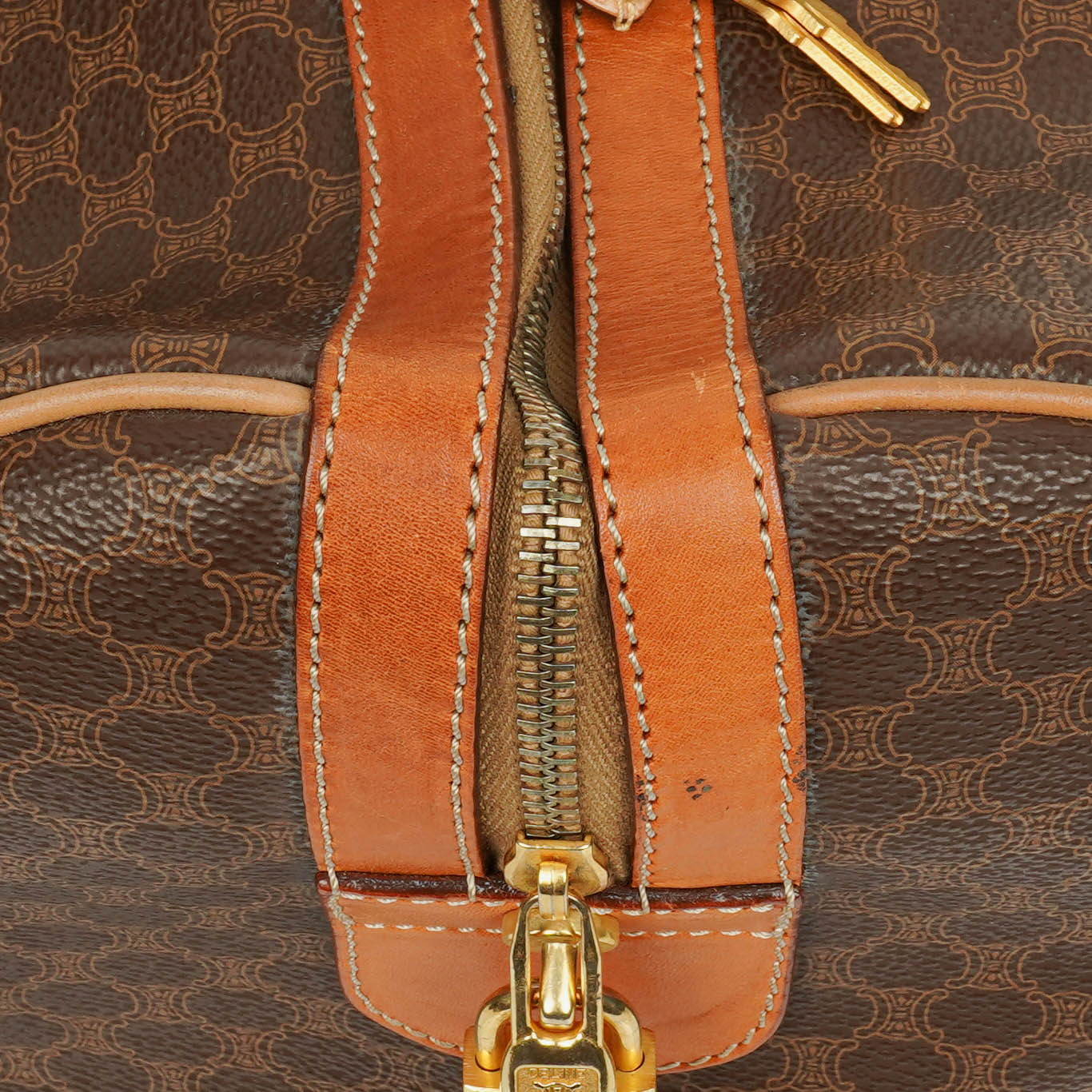 CELINE Vintage Macadam Triomphe Brown Reisetasche