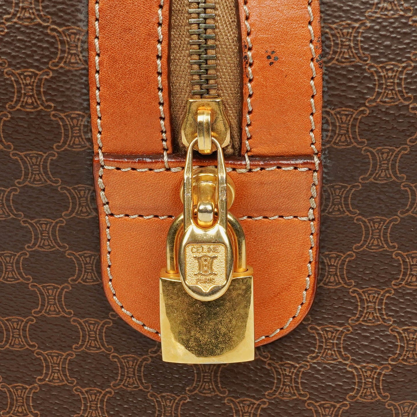 CELINE Vintage Macadam Triomphe Brown Reisetasche