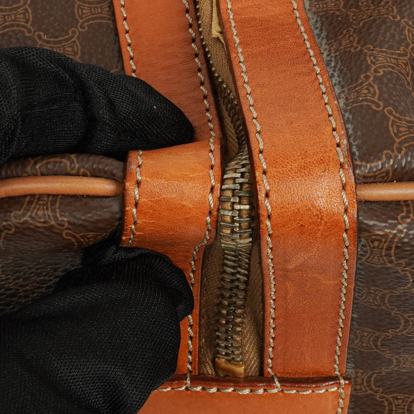 CELINE Vintage Macadam Triomphe Brown Reisetasche